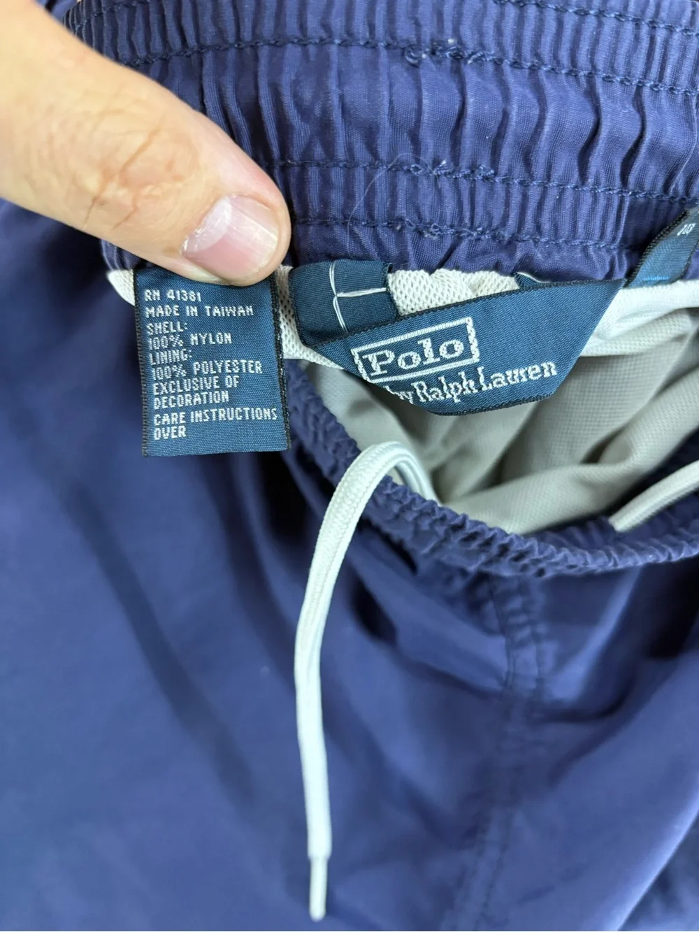 Vintage Polo Ralph Lauren Nylon Swimming Lined Trunks Shorts Navy Mens Size M